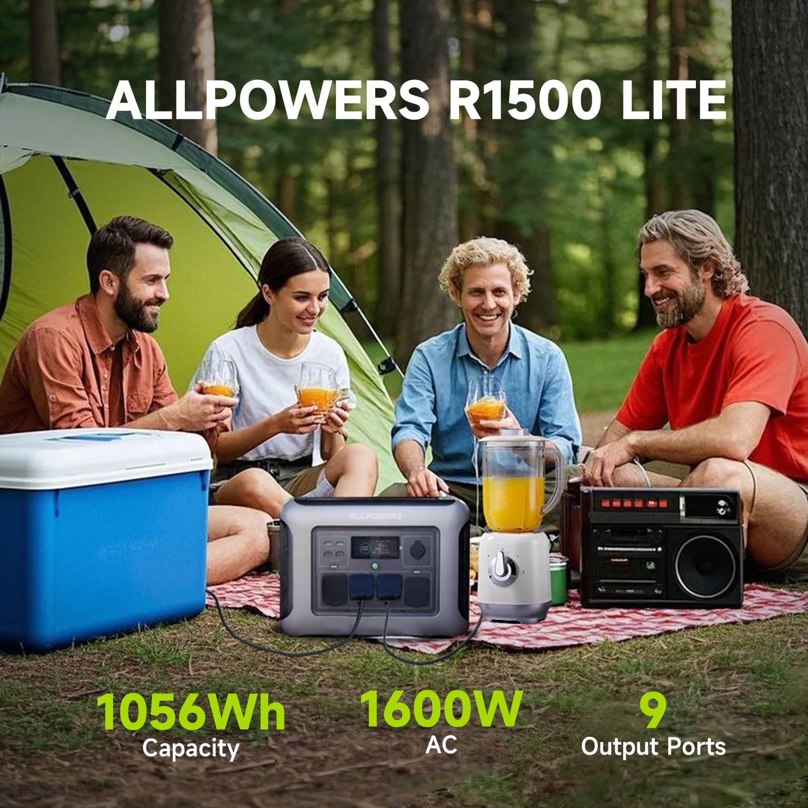 ALLPOWERS R1500 LITE Portable Power Station – 1056Wh, 1800W Output, LiFePO4