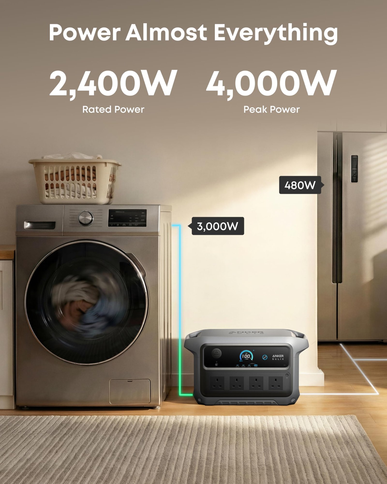 Anker SOLIX C2000 Gen 2 Portable Power Station – 2048Wh, 2400W Output