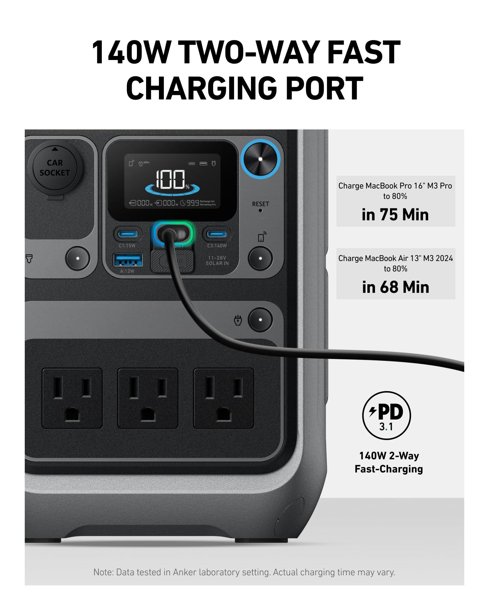 Anker SOLIX C300 Portable Power Station – 288Wh, for Camping