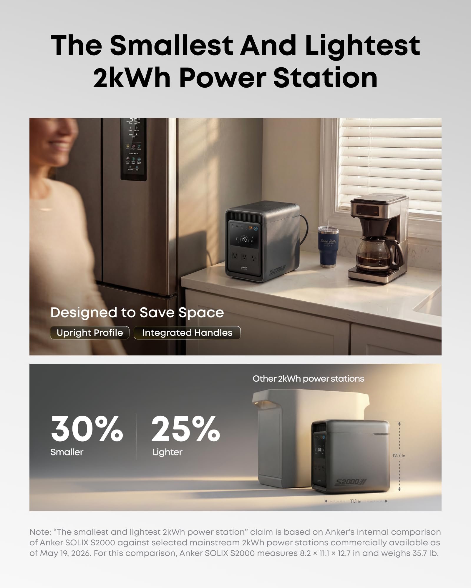 Anker SOLIX S2000 Portable Power Station – 2,010Wh, 3,000W Peak, Home Backup