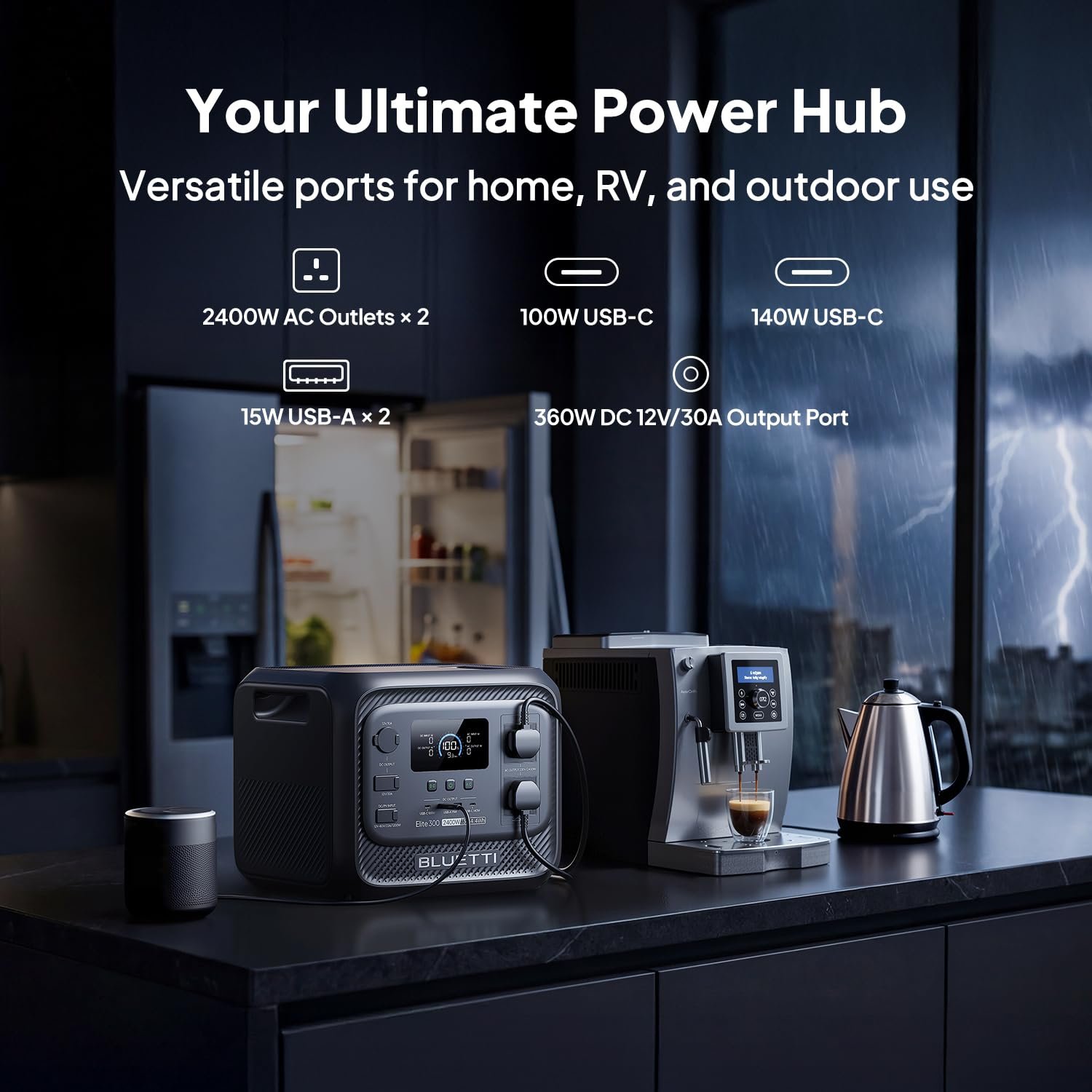BLUETTI Elite 300 Portable Power Station – 3014Wh, 2400W Output, LiFePO4