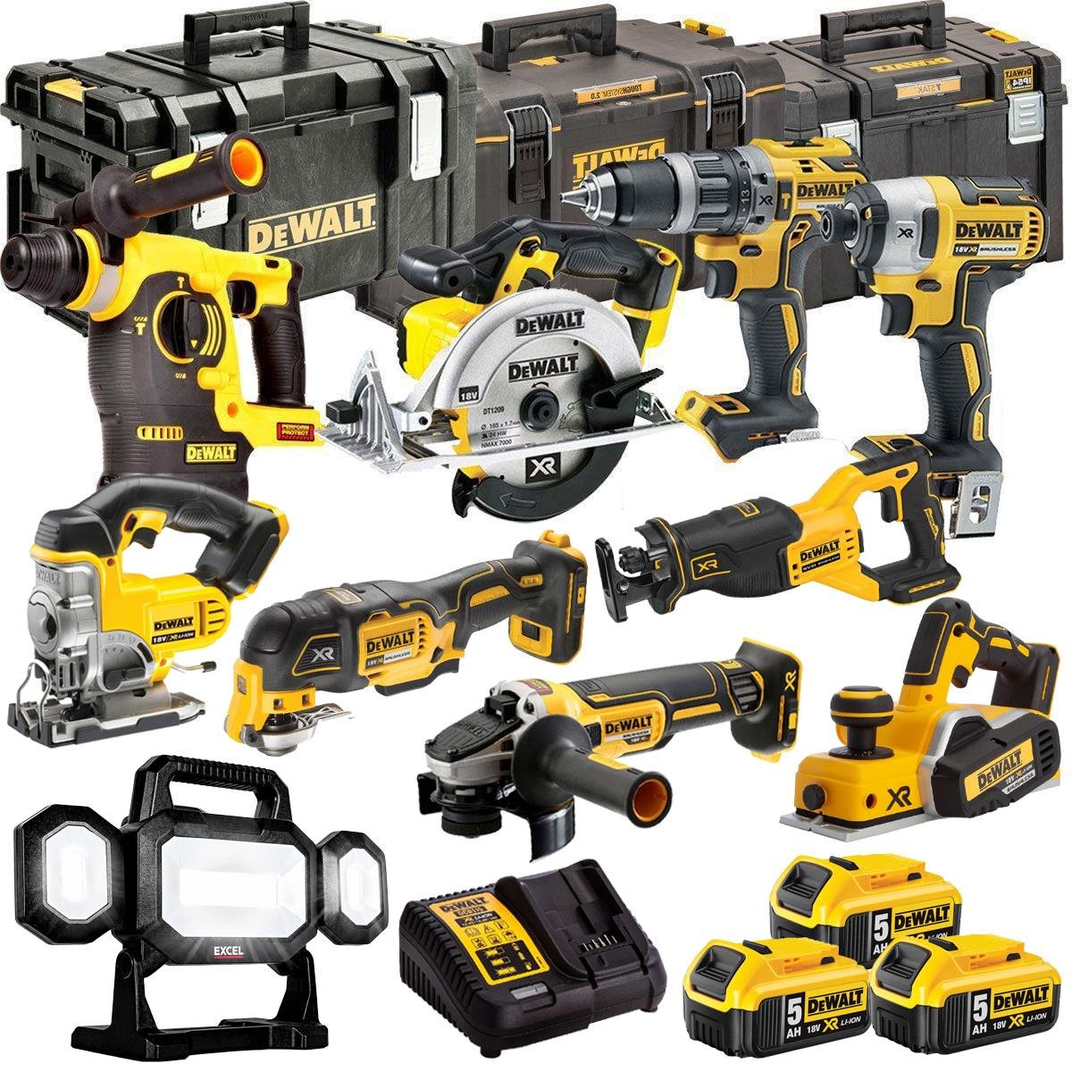 DeWalt DCKT4T10P12 18V XR 10-Piece Cordless Power Tool Kit – 3 x 5.0Ah Batteries & ToughSystem Box