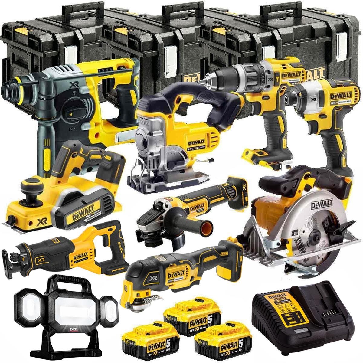 DeWalt DCKT4T10P4 18V XR 10-Piece Cordless Power Tool Kit – 3 x 5.0Ah Batteries & ToughSystem Box