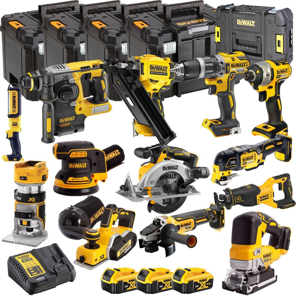 DeWalt DCKT4T13B3 18V Brushless 13-Piece Cordless Power Tool Kit – 3 x 5.0Ah Batteries, Charger & TSTAK Storage