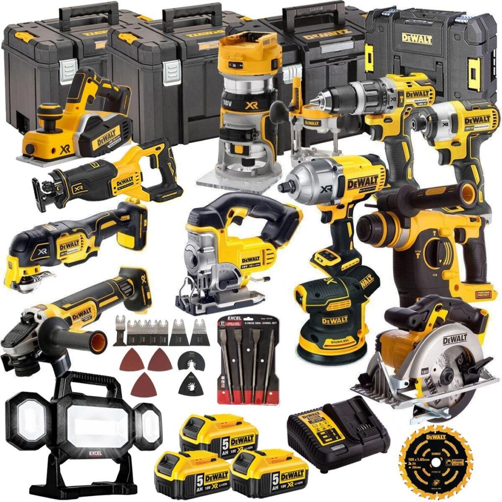 DeWalt DCKT4T13B4A 18V XR 13-Piece Cordless Power Tool Kit – 3 x 5.0Ah Batteries, ToughSystem Box & Accessory Set