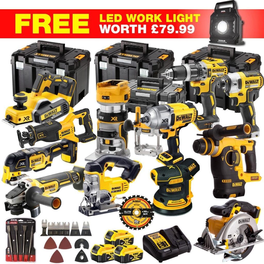 DeWalt DCKT4T13WLF 18V XR 13-Piece Cordless Power Tool Kit – 3 x 5.0Ah Batteries, ToughSystem Box & Accessory Set