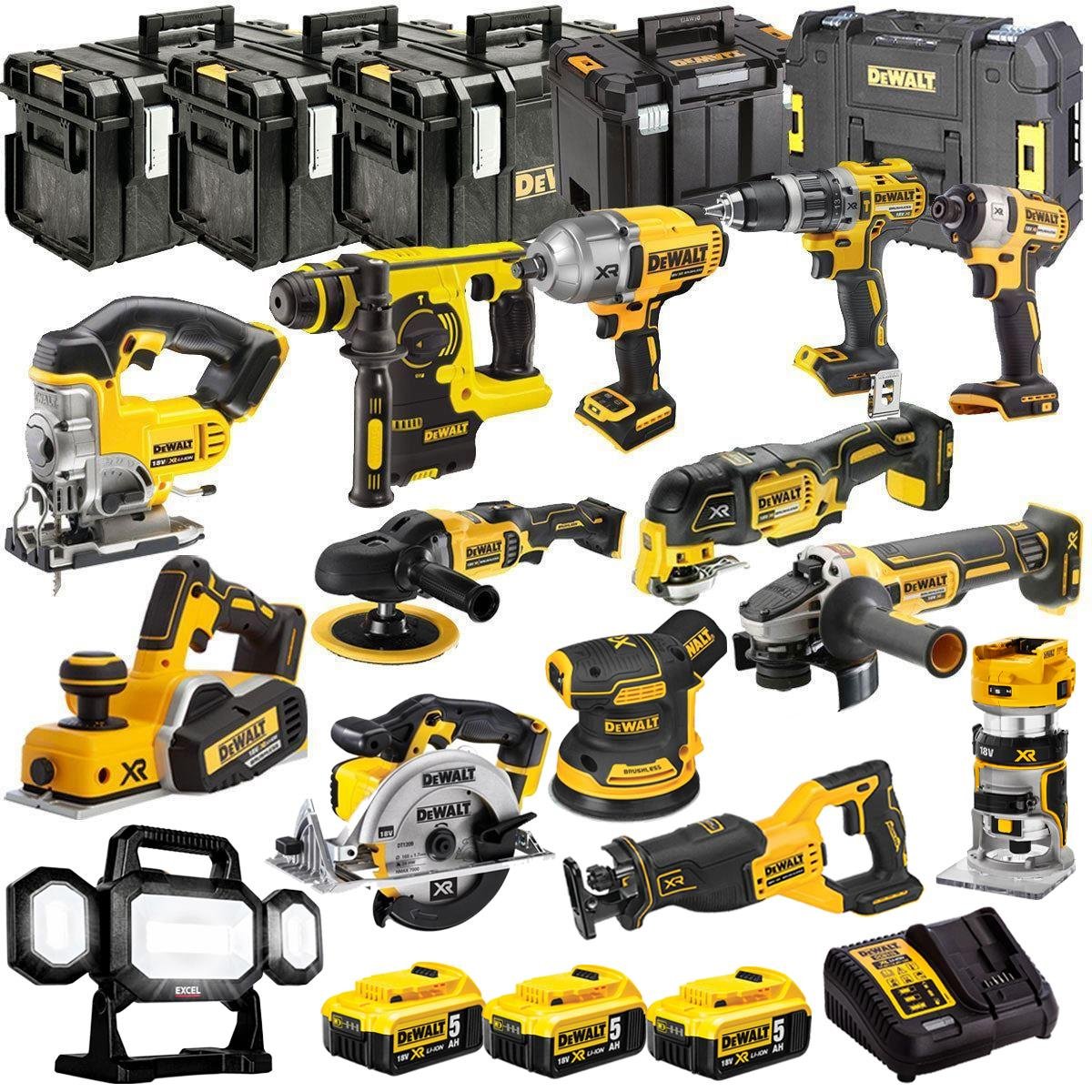 DeWalt DEWKIT28 18V 14-Piece Cordless Power Tool Kit – 3 x 5.0Ah Batteries & Charger