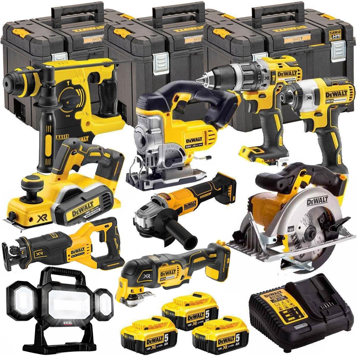 DeWalt DEWT4T10P4 18V XR 10-Piece Cordless Power Tool Kit – 3 x 5.0Ah Batteries & TSTAK Storage