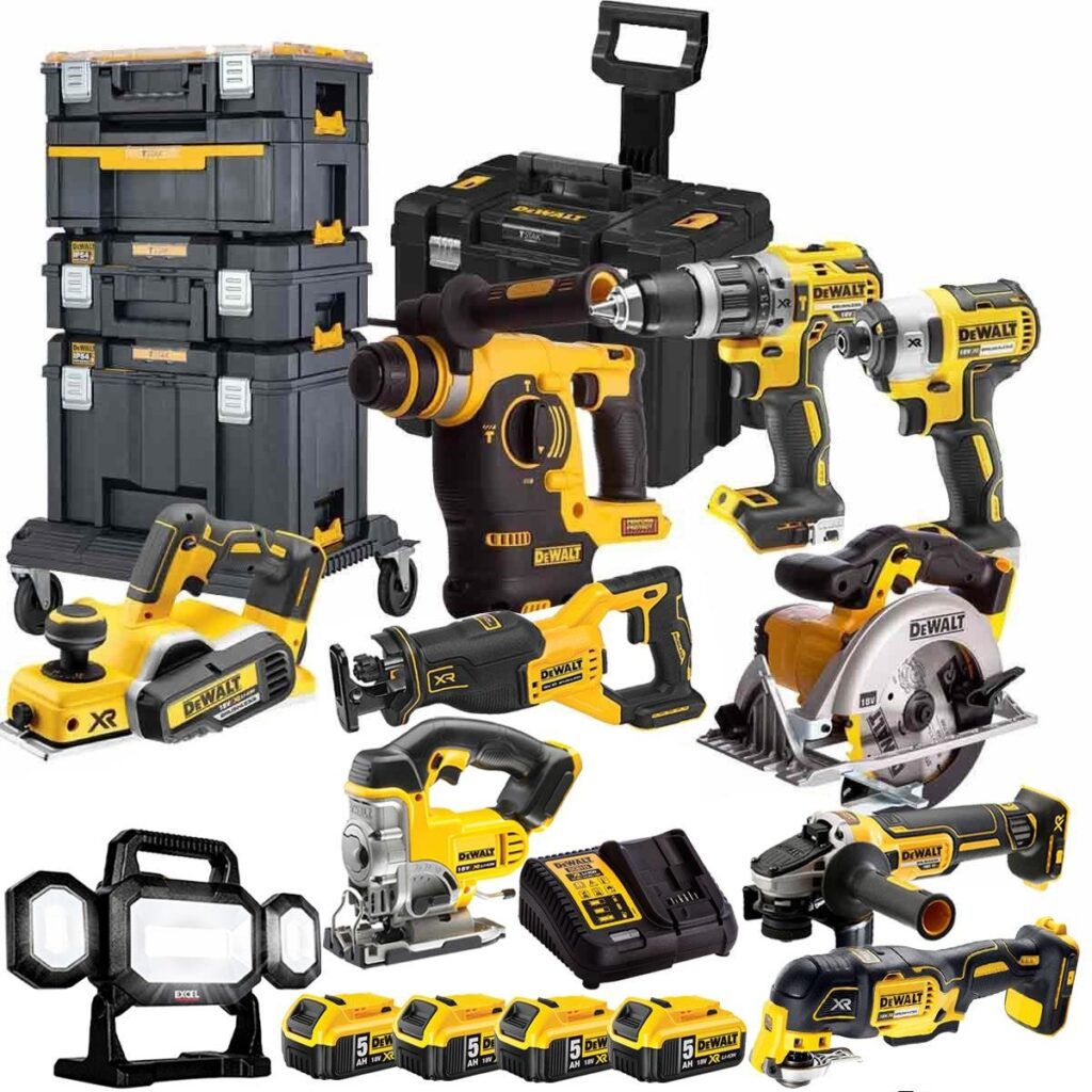 DeWalt DEWT4T10PT4 18V XR 10-Piece Cordless Power Tool Kit – 4 x 5.0Ah Batteries & TSTAK 2.0 Storage