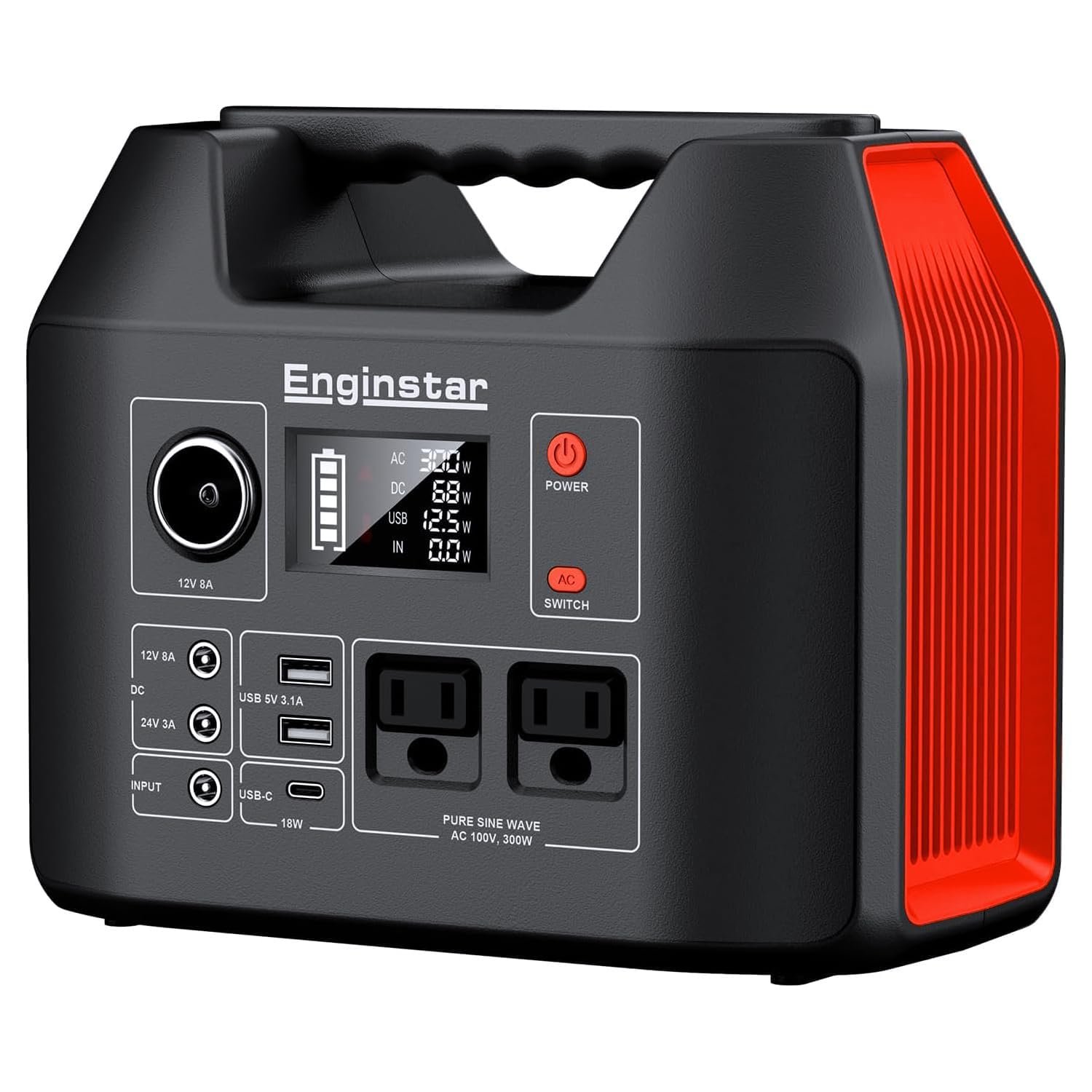 EnginStar Portable Power Station – 296Wh, 300W Output