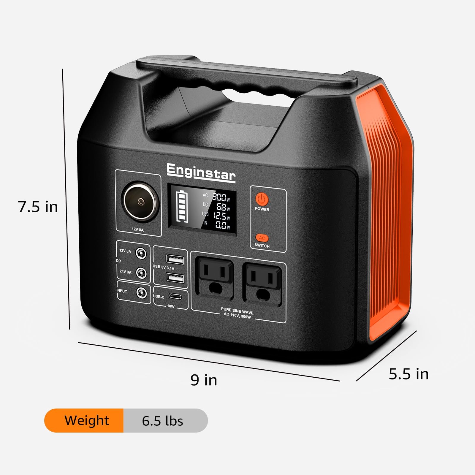 EnginStar Portable Power Station – 296Wh, 300W Output