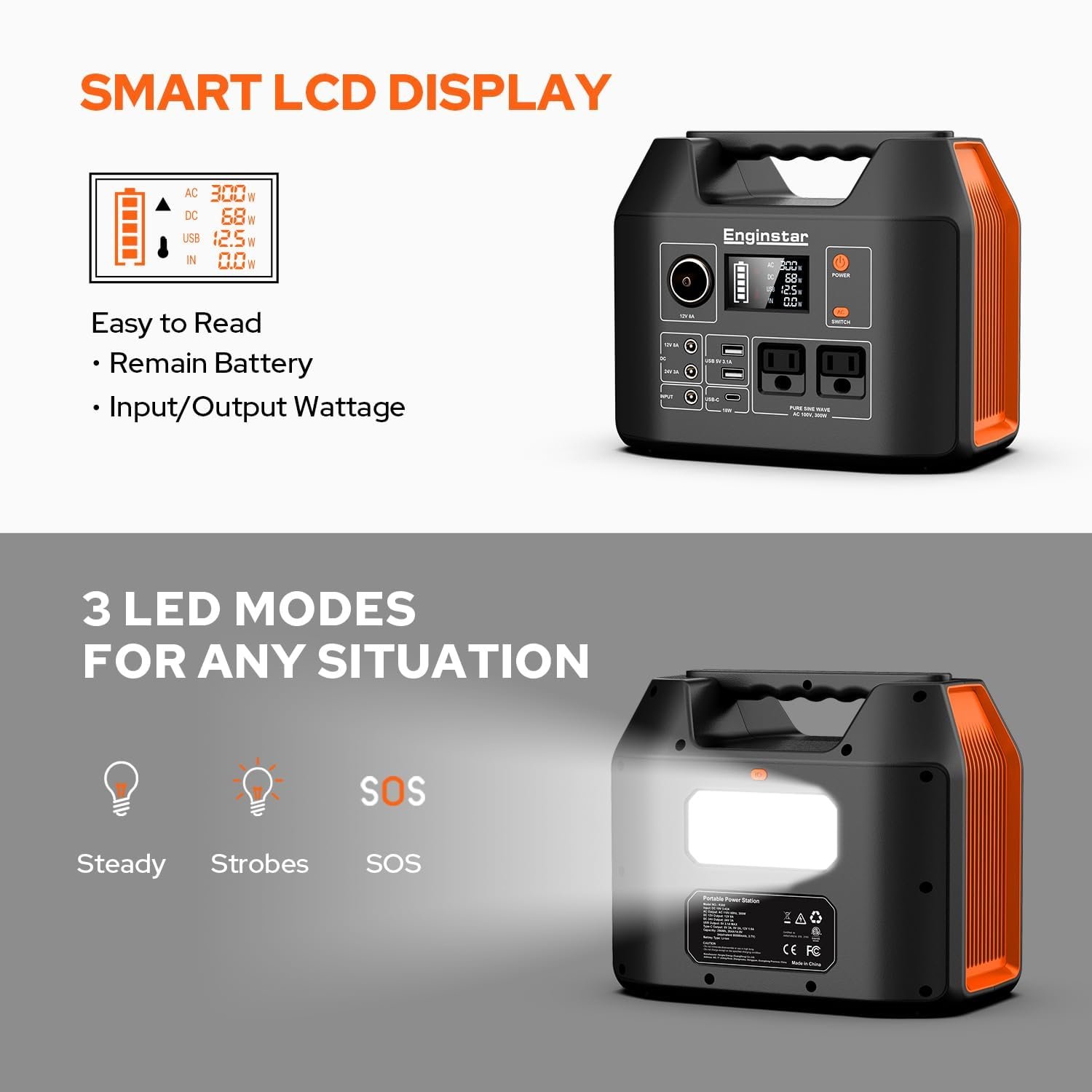 EnginStar Portable Power Station – 296Wh, 300W Output