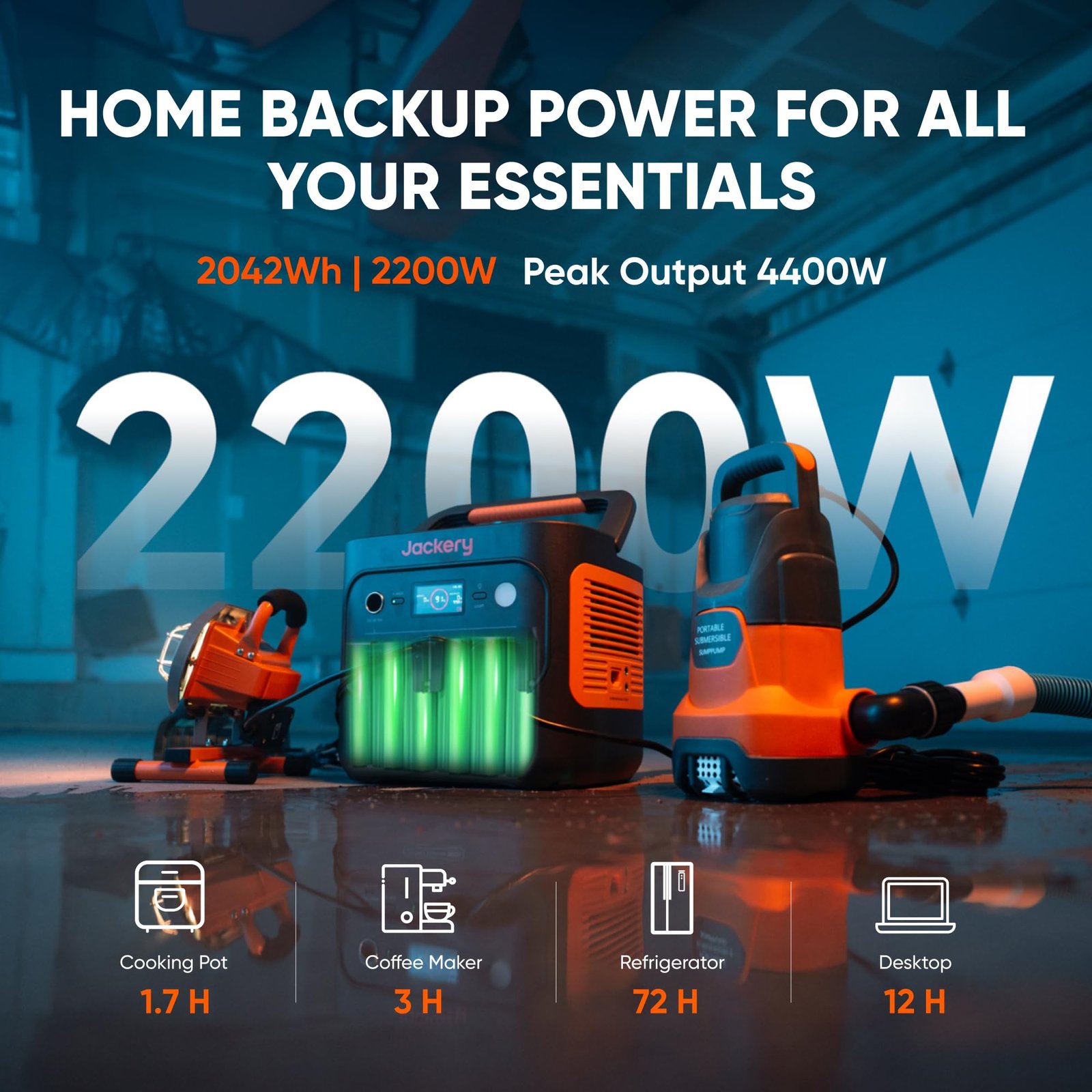 Jackery Explorer 2000 v2 Portable Power Station – 2042Wh, 2200W Output, LiFePO4