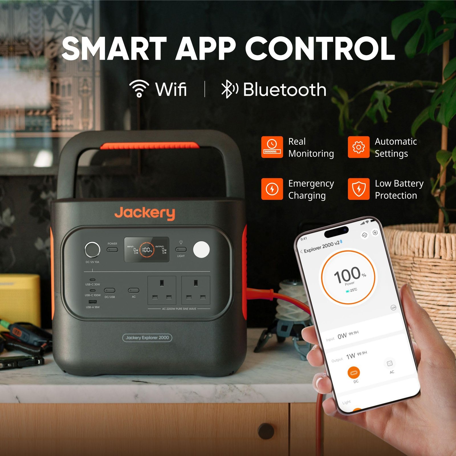 Jackery Explorer 2000 v2 Portable Power Station – 2042Wh, 2200W Output, LiFePO4
