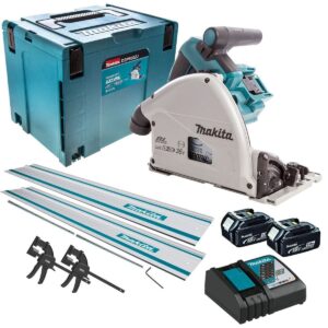 Makita DSP600TJ 36V Brushless Plunge Saw – 2 x 5.0Ah Batteries & Accessory Set