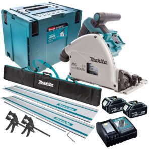 Makita DSP600TJ 36V Brushless Plunge Saw – 2 x 5.0Ah Batteries & Accessory Set