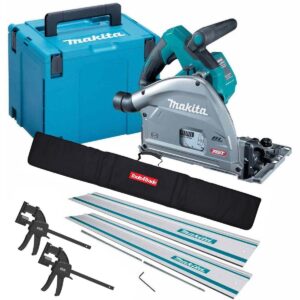 Makita SP001GZ03 40V Brushless Plunge Saw – 2 x Guide Rails & Clamps