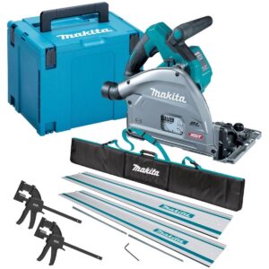 Makita SP001GZ03 40V Brushless Plunge Saw – Body Only, 2 x Guide Rails, Clamps & Bag and Case