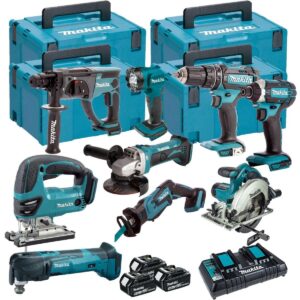 Makita T4TKIT-16454 18V 9-Piece Cordless Power Tool Kit – 3 x 5.0Ah Batteries & Charger