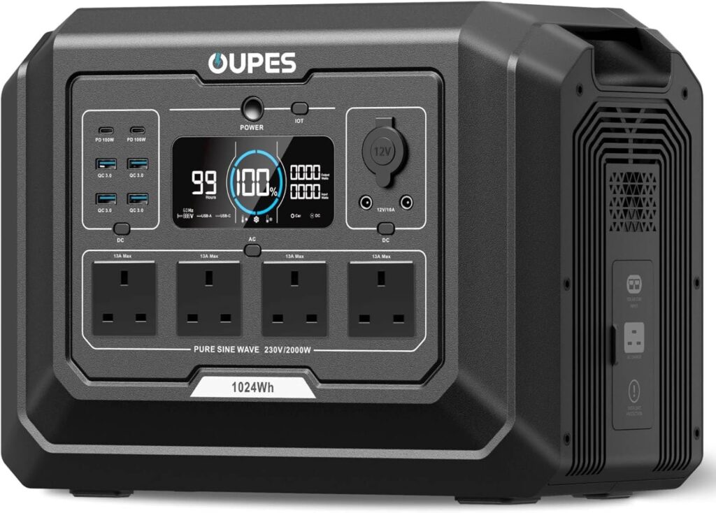 OUPES Mega 1 Portable Power Station – 1024Wh, 2000W Output, LiFePO4, Expandable to 5kWh