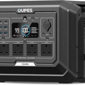 OUPES Mega 1 Portable Power Station – 1024Wh, 2000W Output, LiFePO4, Expandable to 5kWh